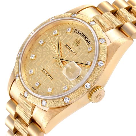 rolex president day-date mens yellow gold watch factory diamonds 118348|pre owned rolex president 40mm.